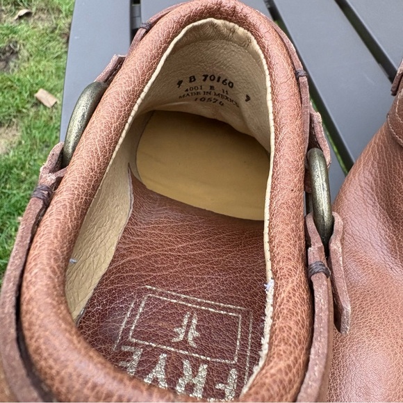 Frye Carson Belted Harness Mules Brown Leather Moto Clog Women’s 9 - Picture 12 of 14